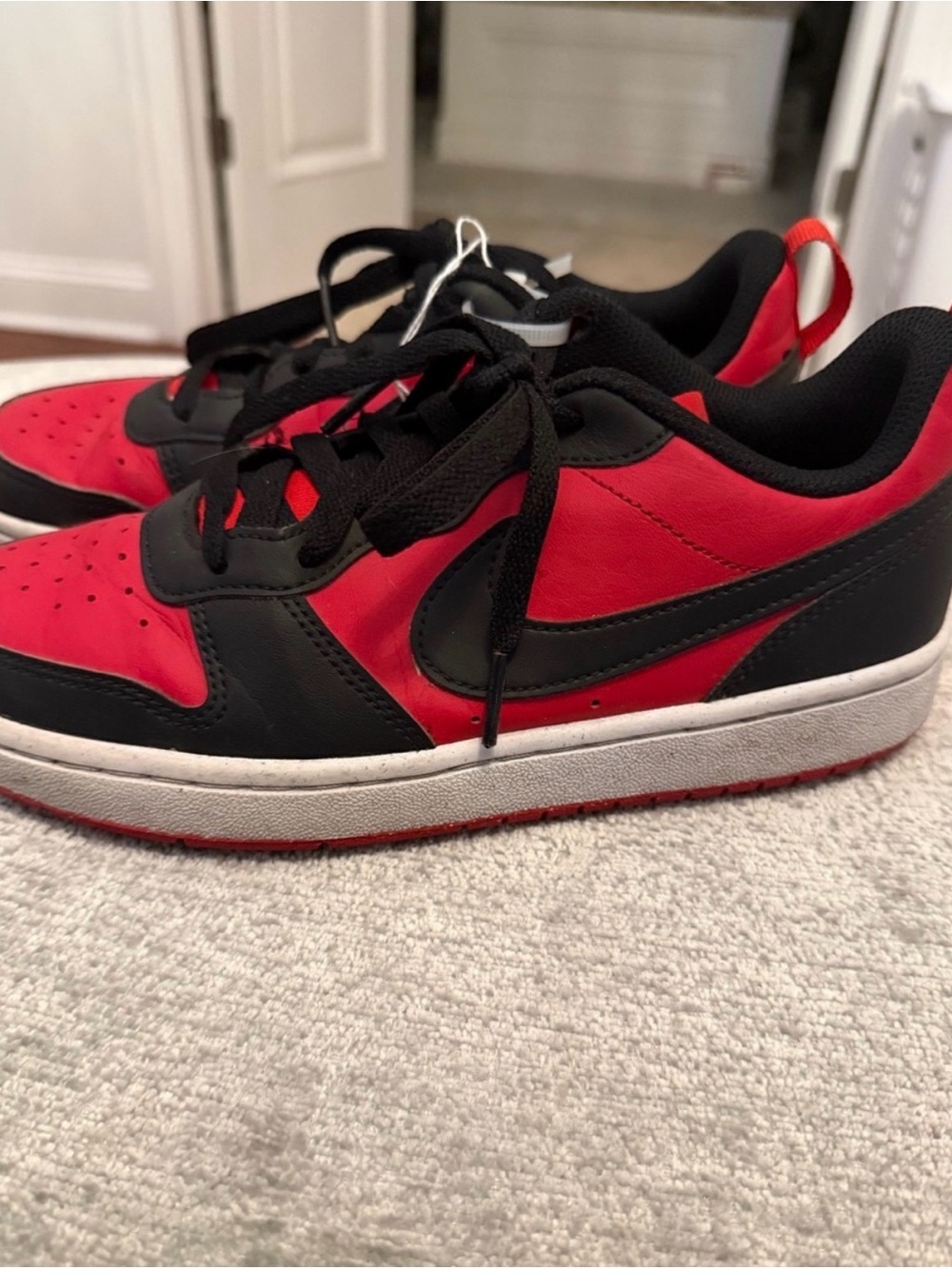 Nike Court Borough Low Recraft Red Black Sneakers Boys 5Y DV5456-600